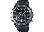 Smartwatch CASIO EDIFICE, schwarz (silberfarben, schwarz), Smartwatches, Armbanduhr, Herrenuhr, Bluetooth, Stoppfunktion, Weltzeit, digital