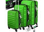 KESSER® 3tlg. Hartschalenkofferset Hartschalenkoffer Reisekoffer Set Reisekofferset Trolley Koffer Inkl. Kofferwaage + Gepäckanhänger Rollkoffer Schloss 4 Rollen ABS-Hartschale Teleskopgriff M-L-XL