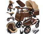 KESSER® Loops Kinderwagen 4 in 1 Kombikinderwagen Komplett-Set auch als Buggy für Kinder bis 4 Jahre inkl. Babywanne, Babyschale + Fußsack, Korb, Wickeltasche, Regen- & Insektenschutz & Flaschenhalter