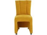 Sessel EXXPO - SOFA FASHION "Costa, Loungesessel, Hochlehnsessel, auf Rollen, Komfortsitzhöhe 53cm", gelb (mustard), B:52cm H:95cm T:71cm, Sessel, Sessel, kompakt und bequem, Breite 52 cm