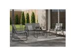 Ambia Garden Gartenset , Schwarz, Dunkelgrau , Metall, Glas, Textil , 4-teilig , Gartenmöbel, Loungemöbel, Loungegarnituren