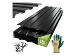 GARMIO® Profilblech Trapezblech Amalfi 129 Set 12 Stück Dachblech 129x45 cm, verzinkter Stahl schwarz