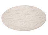 Outdoorteppich ESPRIT "Shake, ESP54232", beige (creme beige), H:2mm Ø:120cm, Polypropylen (PP), Teppiche, Outdoorteppich, Hoch-Tief-Effekt, Blume des Lebens - Motiv, uni, robust, Terrasse