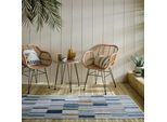 Teppich FLAIR RUGS "Rosco Geo", blau, B:80cm H:4mm L:230cm, Polypropylen, Teppiche, Teppich, Rosco Geometrischer Teppich für drinnen und draußen
