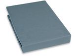 Spannbettlaken KAYORI "Kai", blau (denim), B:160cm L:210cm, Renforcé, Obermaterial: 100% Baumwolle, Bettlaken, Spannbettlaken, 100% Baumwolle
