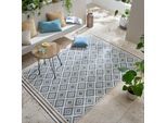 Teppich FLAIR RUGS "ZiaTrellis", blau, B:200cm H:4mm L:290cm, Kunstfaser, Teppiche, Teppich, Zia Trellis Indoor Outdoor-Teppich