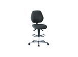 bimos Arbeitsstuhl Stoffpolster schwarz Sitzhöhe 620-870 mm mit Rollen / Fußring (9131-6801-525-807)