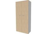 Schrank ARLON OFFICE, 5 Ordnerhöhen, abschliessbar, B 900 x T 450 x H 2000 mm, Eiche-Dekor/alu