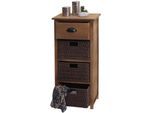 Kommode MCW-K84 mit Körben, Schrank Schubladenschrank, Holz 83x40x29cm ~ dunkelbraun, Körbe dunkelbraun