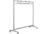 Kleiderständer Event, Doppellenkrollen, B 1780 x T 530 x H 1710 mm, Stahlrohr, silber, inkl. 10 schwarze Bügel