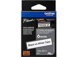 Brother Schriftbandkassette TZe-S211, 6 mm breit, weiss/schwarz