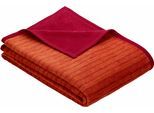 Wohndecke IBENA "Fano", rot (rot, orange), B:150cm L:200cm, Baumwolle, Kunstfaser, Wohndecken, Wohndecke, mit Streifen versehen, Kuscheldecke