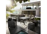 Ambia Garden Dining-Loungeset , Anthrazit , Metall, Kunststoff, Textil , Eckteil , eckig , 232x176 cm , Gartenmöbel, Loungemöbel, Loungegarnituren
