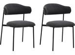 Esszimmerstuhl BYLIVING "Jersey (2er-Set)", grau (dunkelgrau), B:58cm H:78cm T:54,5cm, Stühle, Esszimmerstuhl, Gestell Metall schwarz, Küchenstuhl, Webstoffbezug, diverse Farben