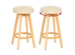 2er-Set Barhocker Boras, Barstuhl Tresenhocker, Holz Kunstleder drehbar ~ creme, helle Beine