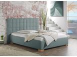 Polsterbett MAINTAL "Cueno", blau (petrol), B:144cm L:210cm, Strukturstoff (100% Polyester), Betten, Polsterbett, mit und ohne Matratze in 2 Ausführungen, Steppung mit Knopfheftung