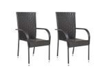 vidaXL Stapelbare Gartenstühle 2 Stk. Poly Rattan Braun