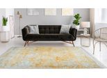Teppich PADIRO "Dolce Vita 325", grau (grau, gold), B:80cm H:10mm L:150cm, Viskose, Teppiche, Teppich, Modern bedrucktes Unikat, Trendige Verwaschung