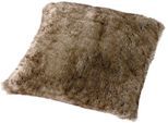 Fellkissen GÖZZE "Wolf Felloptik", grau (grau, braun, felloptik), B:50cm L:50cm, Mischgewebe, Dekokissen_Sitzkissen_Kissenhüllen, Kissenhülle mit Federn gefüllt, 1 Stück