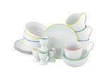 Creatable Frühstücksservice , Multicolor, Weiß Hochglanz , Keramik , 16-teilig , 30x26x30 cm , stapelbar , Geschirr, Geschirrsets, Kaffeeservice