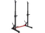 tectake® Squat Rack, multifunktional, Höhe und Breite verstellbar, bodenschonende Kunststoffkappen, inklusive 2 Aufnahmen für Hantelscheiben
