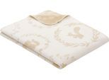 Kinderdecke S.OLIVER JUNIOR "Waldtiere", beige (beige, wollweiß), B:75cm L:100cm, Baumwolle, Polyacryl, Polyester, Wohndecken, mit süßen Waldtieren