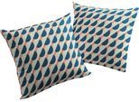 Dekokissen ADAM "Circles", blau (blau, orange, bedruckt), B:50cm L:50cm, Baumwolle, Dekokissen_Sitzkissen_Kissenhüllen, GOTS zertifiziert - Kissenhülle ohne Füllung, 1 Stück
