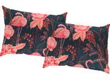 Dekokissen ADAM "Eden", blau (dunkelblau, pink, bedruckt), B:40cm L:60cm, Baumwolle, Dekokissen_Sitzkissen_Kissenhüllen, GOTS zertifiziert - Kissenhülle ohne Füllung, 1 Stück