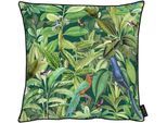 Dekokissen APELT "Amazonia" Gr. 1, grün (grün, gemustert), B:45cm L:45cm, Baumwolle, Dekokissen_Sitzkissen_Kissenhüllen, Kissenhülle mit Füllung, 1 Stück
