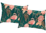 Dekokissen ADAM "Eden", bunt (dunkelgrün, rosa, bedruckt), B:40cm L:60cm, Baumwolle, Dekokissen_Sitzkissen_Kissenhüllen, GOTS zertifiziert - Kissenhülle ohne Füllung, 1 Stück