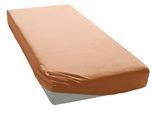 Spannbettlaken ELEGANTE "Mako-Jersey", orange (pfirsich), 1 Stk., Mako-Jersey, 120x200 28cm, Mako-Jersey, Obermaterial: 97% Baumwolle, 3% Elasthan, Bettlaken, Spannbettlaken, in hochwertiger Qualität mit Elasthan-Anteil