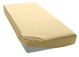 Spannbettlaken ELEGANTE "Mako-Jersey", gelb (vanille), 1 Stk., Mako-Jersey, 120x200 28cm, Mako-Jersey, Obermaterial: 97% Baumwolle, 3% Elasthan, Bettlaken, Spannbettlaken, in hochwertiger Qualität mit Elasthan-Anteil