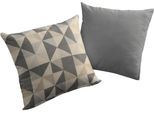 Dekokissen ADAM "Bio Bel", grau (dunkelgrau, gemustert), B:50cm L:50cm, Baumwolle, Dekokissen_Sitzkissen_Kissenhüllen, Reißverschluss, gemustert, Wendekissenhülle ohne Füllung, 1 Stück