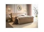 Boxxx Boxbett , Beige , Textil , H3 , 160x200 cm , Bettkasten, gepolstertes Kopfteil, Topper durchgehend, in verschiedenen Größen erhältlich, Matratze geteilt , Schlafzimmer, Betten, Boxspringbetten