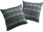Dekokissen WIRTH "Laufenberg" Gr. 2, blau (petrol, kariert), B:50cm L:50cm, Baumwolle, Polyester, Dekokissen_Sitzkissen_Kissenhüllen, Kissenhülle ohne Füllung, 2 Stück