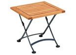 Gardenson Gartenhocker , Naturfarben, Schwarz , Holz, Metall , Eukalyptusholz , massiv , quadratisch , 45x43.5x45 cm , FSC Mix , Gartenmöbel, Gartensessel, Gartenhocker