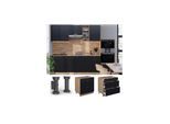 Vicco Schubladenunterschrank Fame-Line Eiche Schwarz gestreift 80 cm mit Arbeitsplatte Eiche