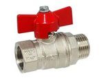 Kugelhahn 1/2'' IG x 1/2'' AG - DN 15 - Messing vernickelt - mit Flügelgriff rot