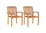 vidaXL Garten-Essstühle 2 Stk. Stapelbar Teak Massivholz
