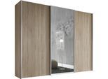 Schwebetürenschrank STAUD "Sinfonie Plus, edles Design in hochwertiger Qualität, Made in Germany", braun (sonoma eiche), B:249cm H:222cm T:68cm, Holzwerkstoff, Schränke, Schwebetürenschrank, Mit Spiegeltür und vier verschiedenen Ausstattungsvarianten
