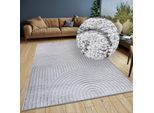 Designteppich ELLE DECORATION "Cosy Panglao, auch als Rundteppich erhältlich", grau (hellgrau), B:160cm H:14mm L:235cm, Polyester, Polypropylen (PP), Teppiche, uni Kurzflor, Hoch Tief Struktur, modern, Skandi, Boho, Wohnzimmer