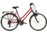 Trekkingrad DACAPO "Metropolis Trekkingrad Damen 28'' Rot 21 Gänge RH 48 cm" Gr. 48, rot (rot, schwarz), Fahrräder, Damen, 48cm, 28 Zoll (71,12cm) hinten: 28 Zoll (71,12cm), Flachlenker