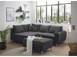 Ecksofa ED EXCITING DESIGN "Calanda L-Form", grau (anthrazit), B:249cm H:94cm T:175cm, 92% Polyester, 8% Polyamid, Sofas, Ecksofa, mit Hocker & 3 Zierkissen