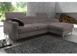Ecksofa COTTA "Sammy L-Form", grau, B:226cm H:92cm T:105cm, Microfaser PRIMABELLE (100% Polyester);NaturLEDER in Sitz und Rücken/Kunstleder im Korpus;NaturLEDER (echtes Rindsleder), Rückseite mit Spannstoff bezogen, Sofas, Ecksofa, mit Kopfteilverstellung, wahlweise mit Bettfunktion