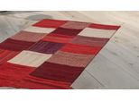 Teppich KAYOOM "Radical 230", rot (rot, multi), B:160cm H:15mm L:230cm, Wolle, Teppiche, Teppich, Handgewebter Jacquard-Kilim, hochwertige Materialmischung