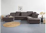 Wohnlandschaft COTTA "Holiday U-Form mit Sitztiefen-, Armteil- und Kopfteilverstellung", schwarz (charcoal), B:386cm H:86cm T:265cm, 100% Polyester, Sofas, Wohnlandschaft, wahlweise mit Bettfunktion & Bettkasten
