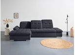 Ecksofa COTTA "Holiday L-Form mit Sitztiefen-, Armteil- und Kopfteilverstellung", schwarz, B:302cm H:86cm T:190cm, 90% Polyester, 10% Polyamid, Sofas, Ecksofa, wahlweise mit Bettfunktion & Bettkasten