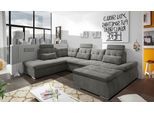 Wohnlandschaft ED EXCITING DESIGN "Nalo U-Form mit Bettfunktion, Bettkasten", braun, B:324cm H:103cm T:219cm, 95% Polyester, 5% Nylon, Sofas, Wohnlandschaft, Armteilverstellung, Kopfstützen & 3 Nierenkissen