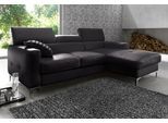 Ecksofa COTTA "Sammy L-Form", schwarz, B:226cm H:92cm T:105cm, Microfaser PRIMABELLE (100% Polyester);NaturLEDER in Sitz und Rücken/Kunstleder im Korpus;NaturLEDER (echtes Rindsleder), Rückseite mit Spannstoff bezogen, Sofas, Ecksofa, mit Kopfteilverstellung, wahlweise mit Bettfunktion