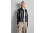 Langarmbluse STREET ONE, Damen, Gr. 44, lila (deep tint blau), Stoff, 100% Polyester, unifarben, normal normal, ohne Ausschnitt, Bündchen, Blusen, mit Brusttasche